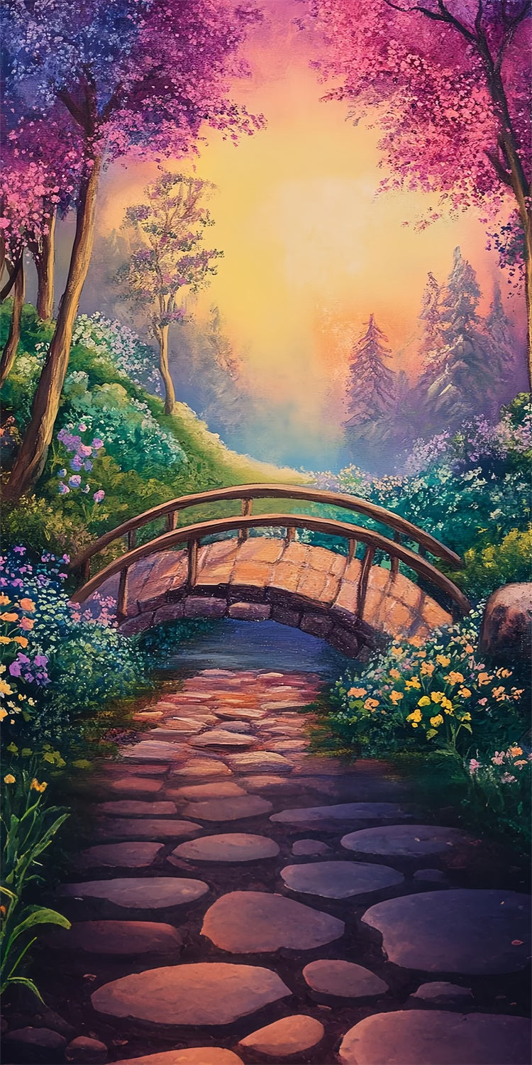 Toile de fond Sweep Artistique Jardin Enchanté Forêt Coucher de Soleil LXX2-260