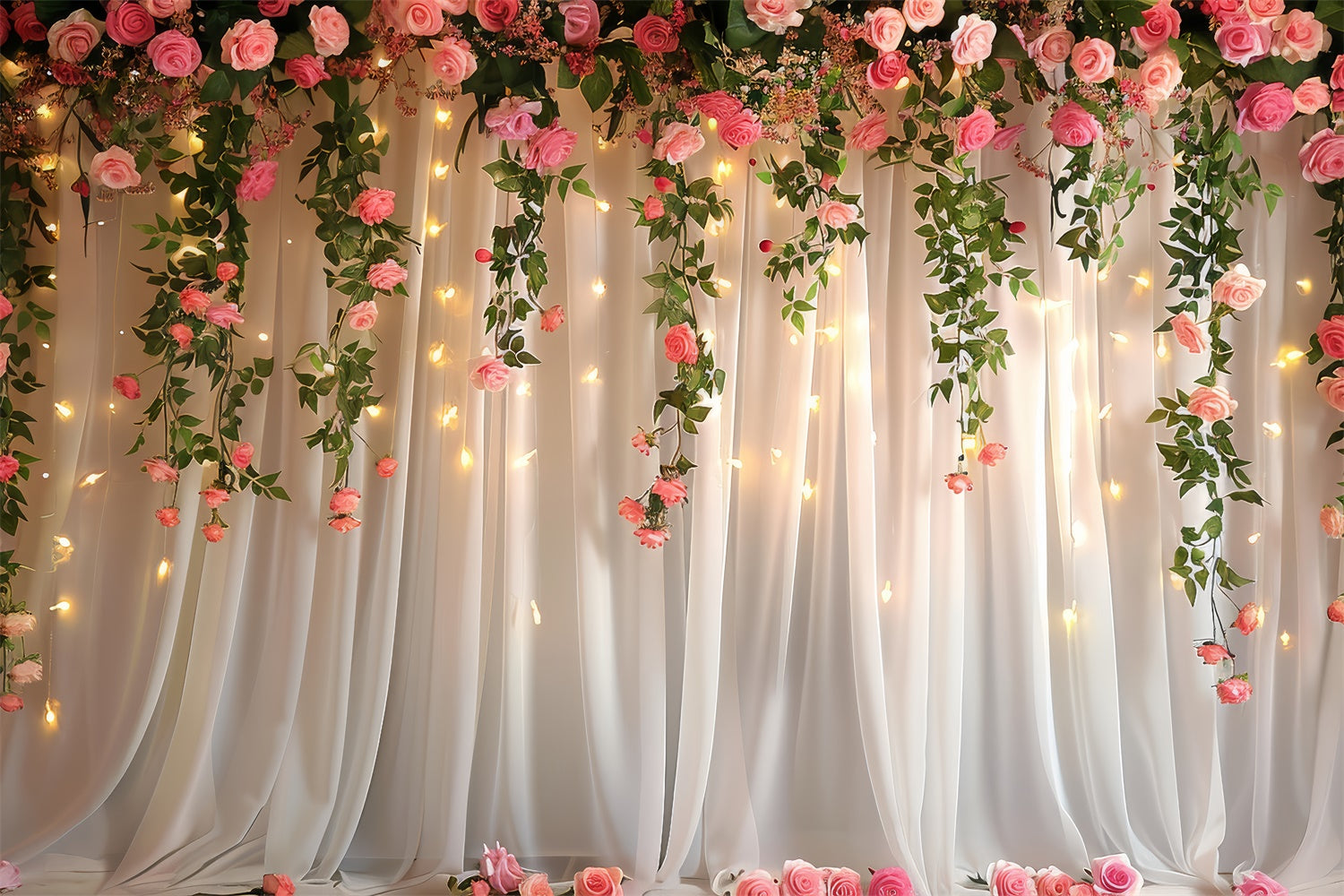 Fond Photo Printemps Rose Suspendue Lueur Chaude LXX2-49