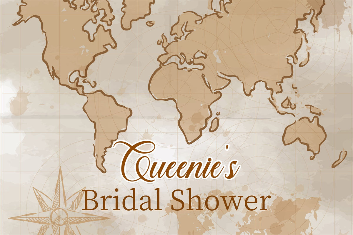 Toile de fond Bridal Shower Personnalisable Carte Vintage LXX3-137