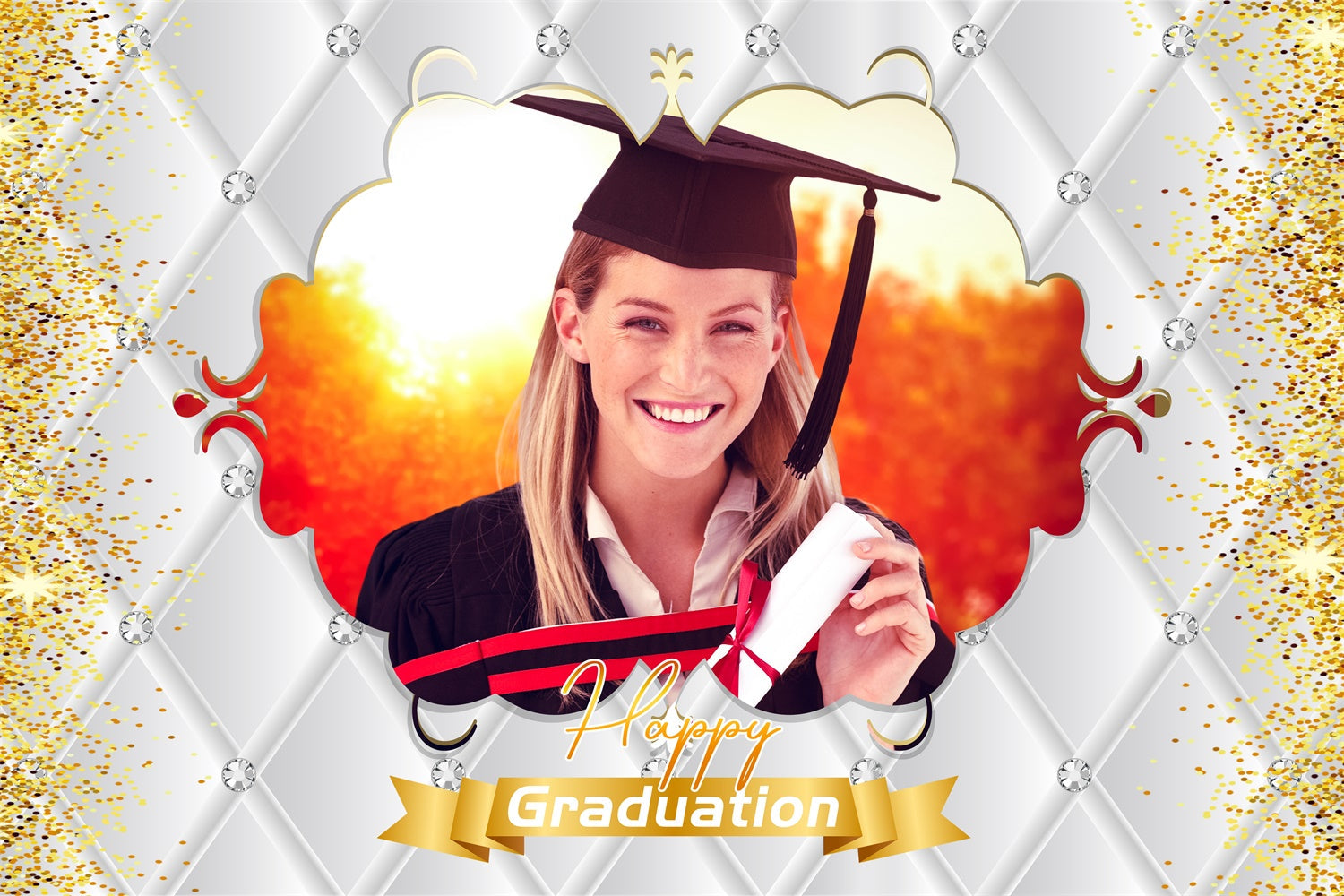 Toiles de fond personnalisées de remise des diplômes Gemme élégante LXX3-157