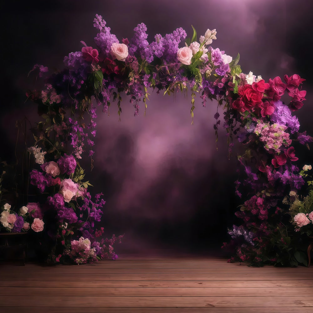 Toile de fond Photo Fête des Mères Arche Florale Violette LXX3-41