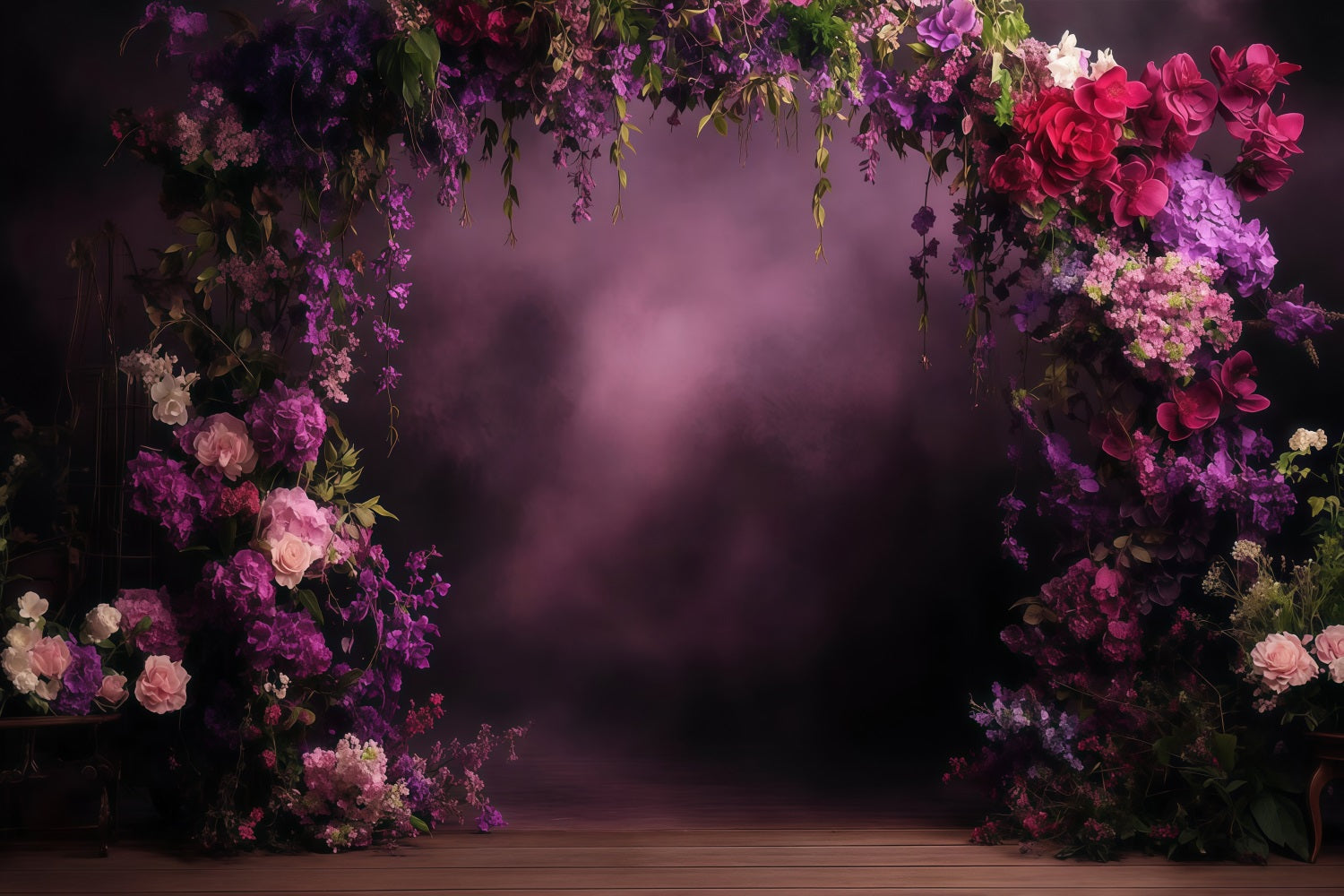 Toile de fond Photo Fête des Mères Arche Florale Violette LXX3-41