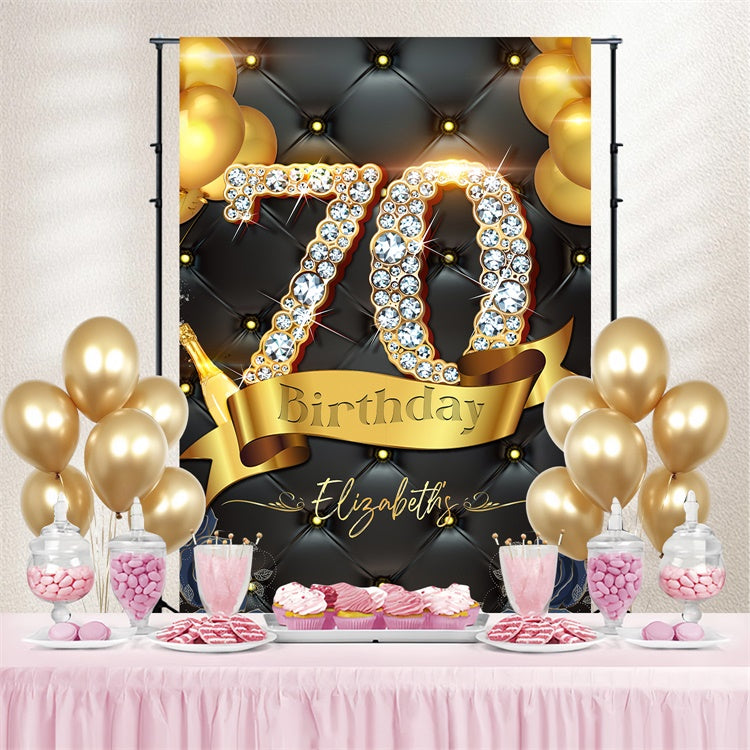 Toile de fond Photo Anniversaire Personnalisable Diamant Doré de Luxe 70e LXX4-20