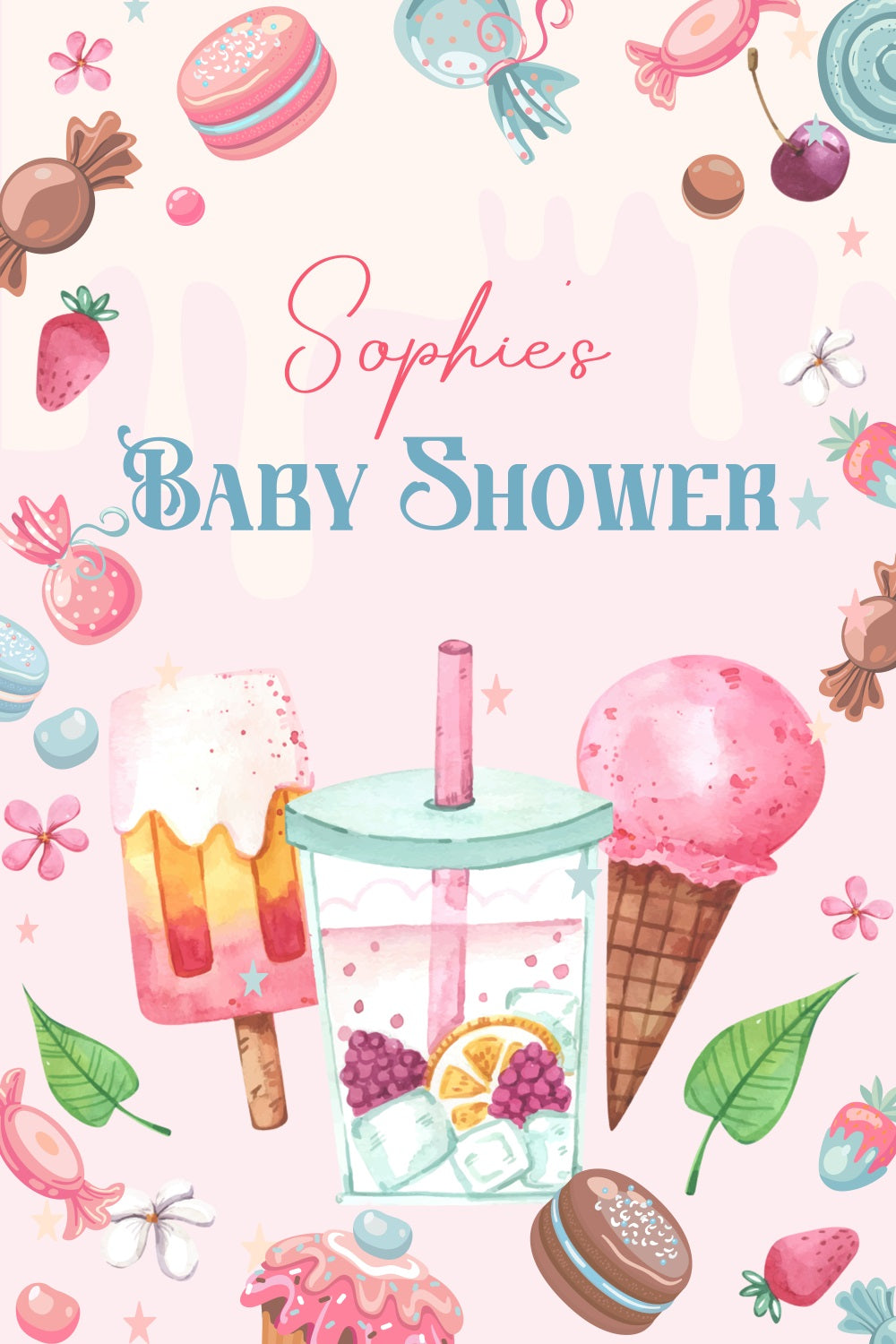 Toile de fond Photo Baby Shower Fête Glace Personnalisée LXX4-217