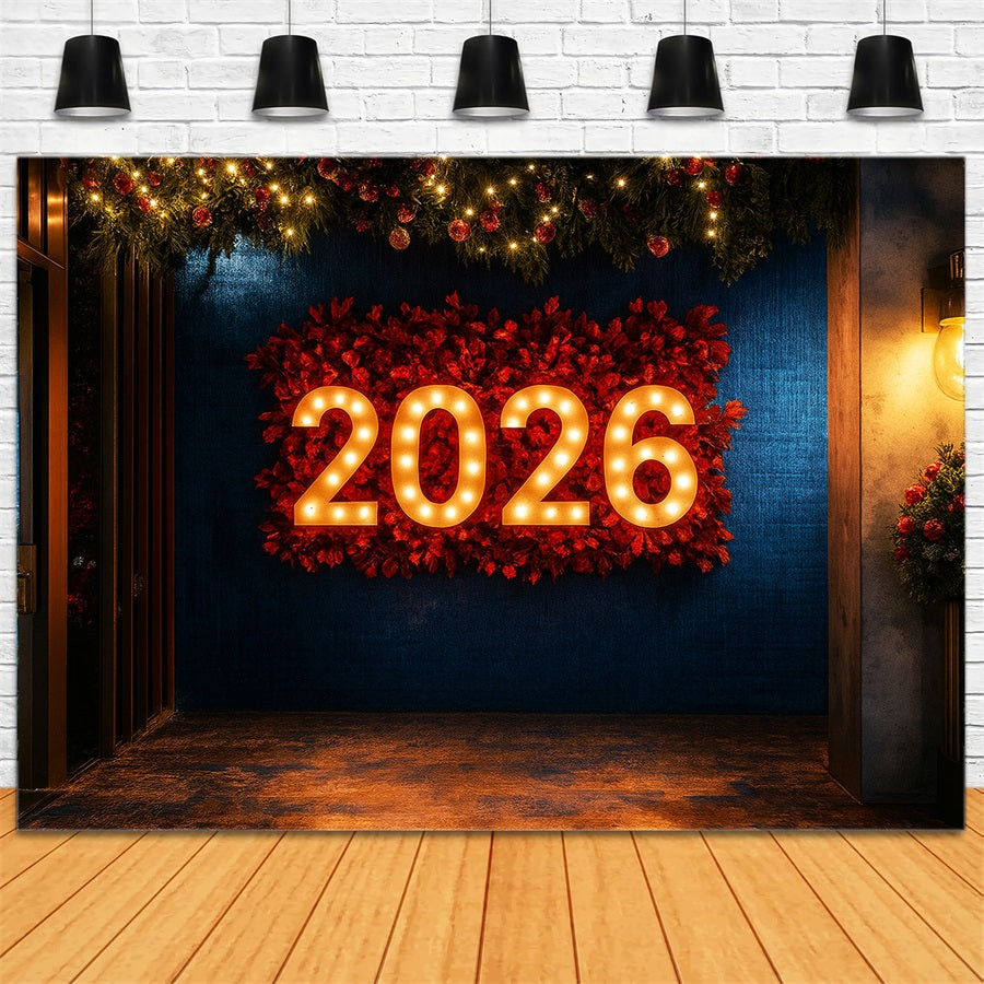 Fond pour le Nouvel An 2026 Décorations lumineuses festives Fond pour le Nouvel An LXX510-10