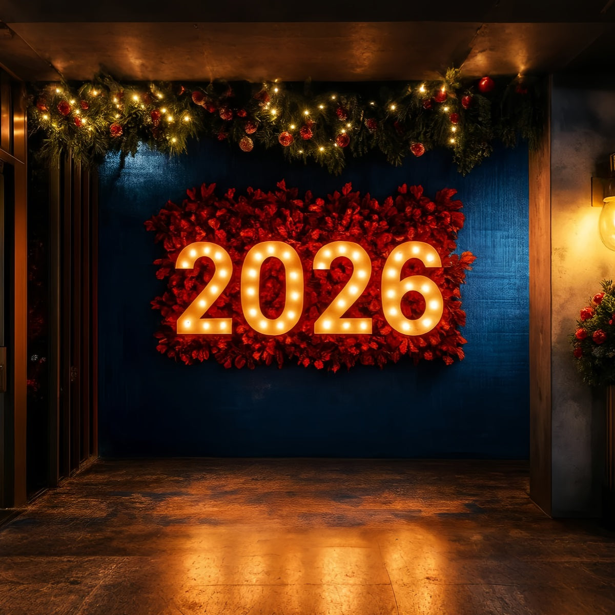 Fond pour le Nouvel An 2026 Décorations lumineuses festives Fond pour le Nouvel An LXX510-10