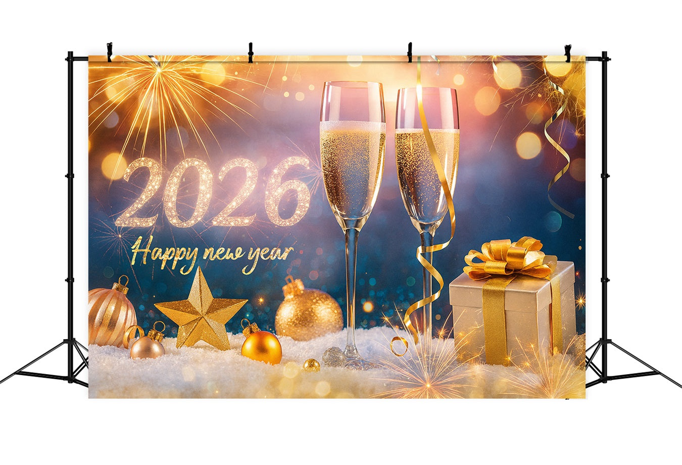 Fond « Bonne année 2026 » Verres de champagne Santé Fond pour le réveillon du Nouvel An LXX510-15