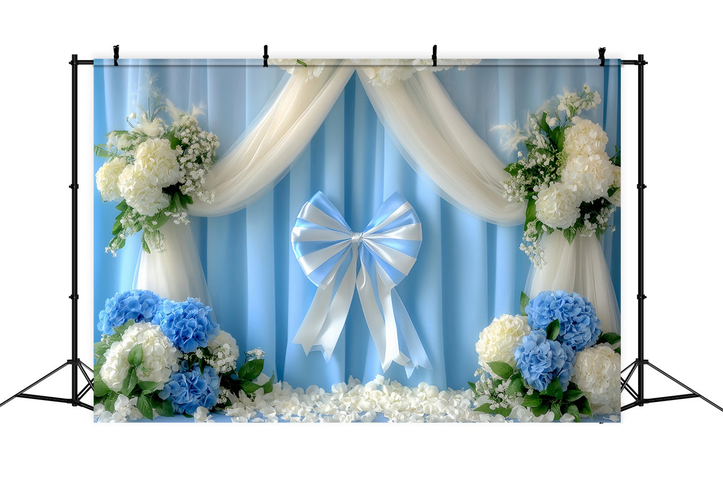 Fond avec nœud Ruban blanc et bleu Jardin Fond floral LXX510-154