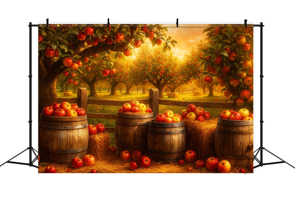 Fond agricole Verger de pommiers Récolte dorée Fonds pour Thanksgiving LXX510-50