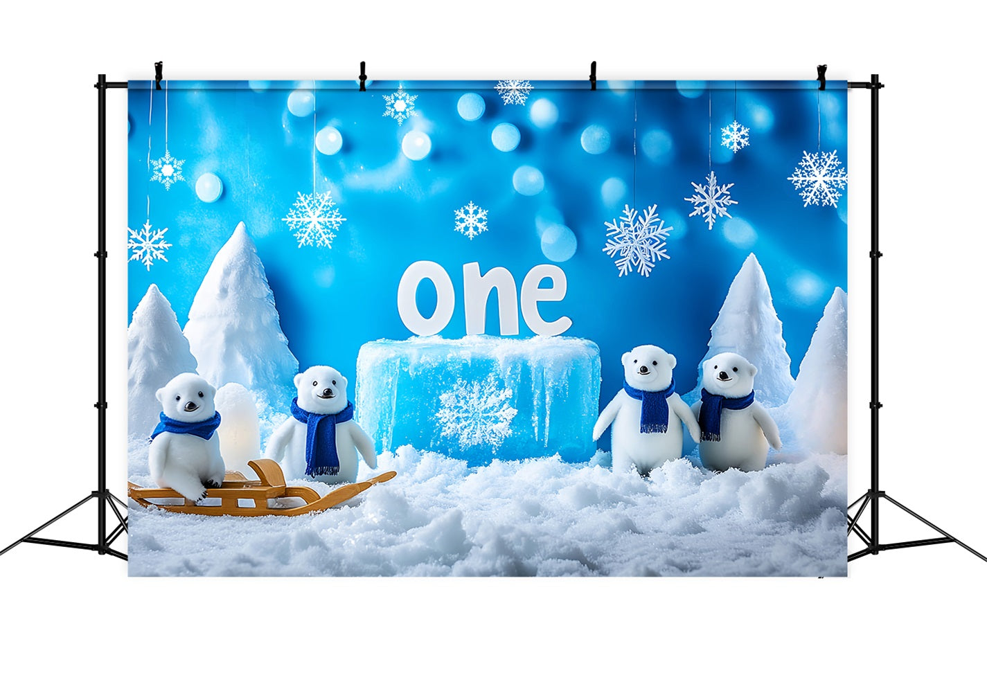 Fond neigeux Ours polaires Paysage hivernal enneigé Fond hivernal LXX510-52