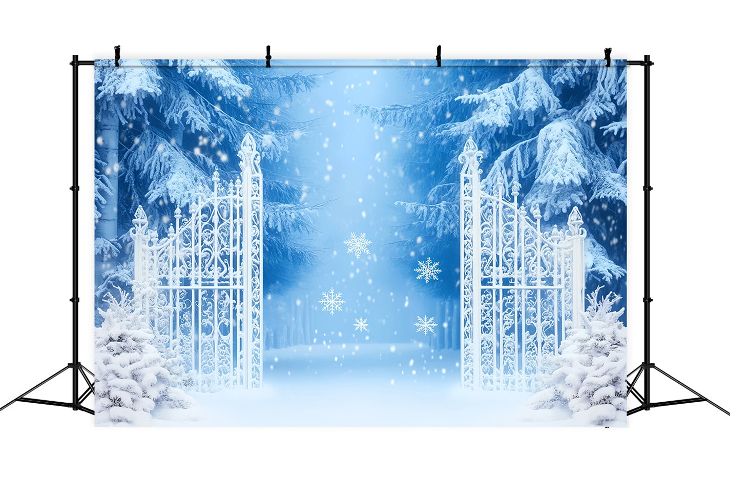 Fond neigeux Porte enchantée dans une forêt enneigée Fonds photo hivernaux LXX510-54