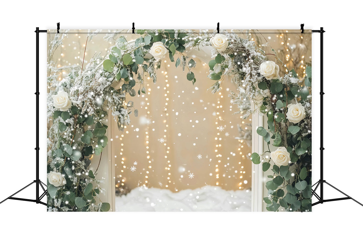 Fonds à flocons de neige Roses hivernales Arcade givrée Fonds photo hivernaux LXX510-55