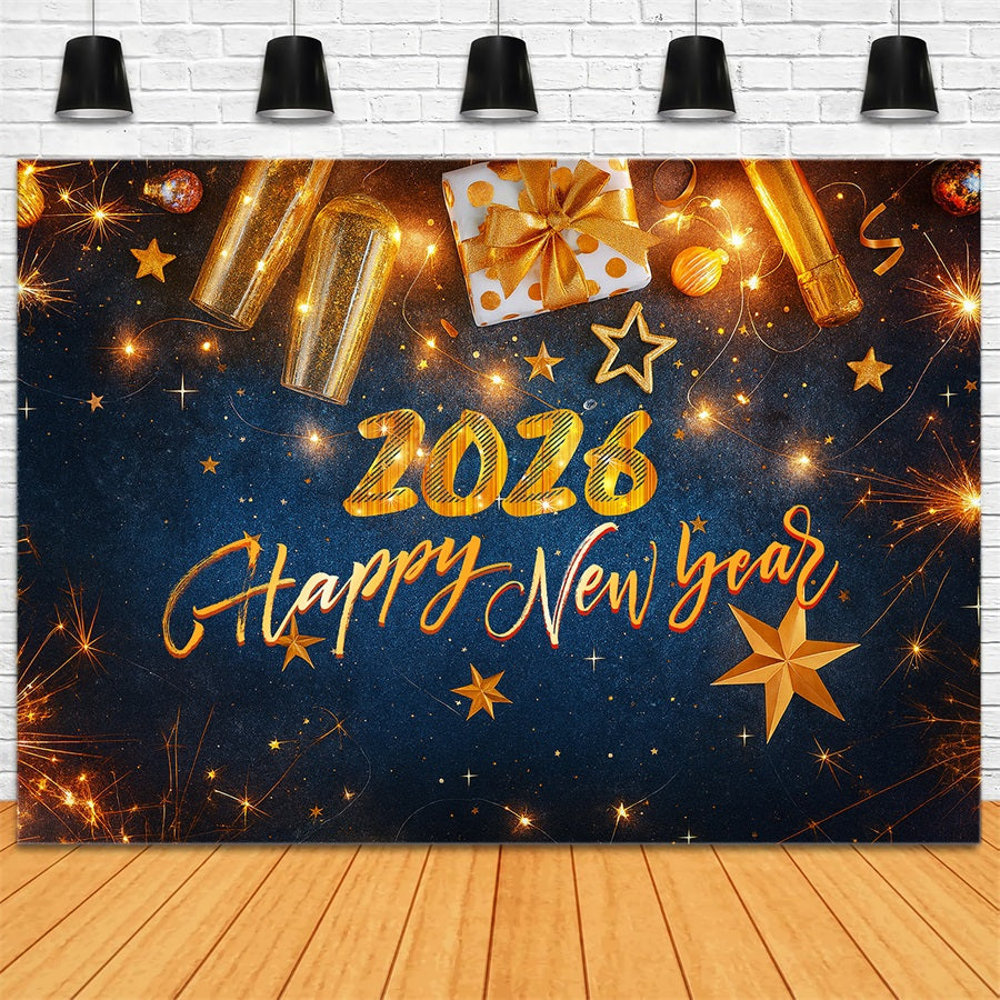 Fond pour le réveillon du Nouvel An Cadeaux Lumières Paillettes Élégance Fond pour le réveillon du Nouvel An LXX510-7