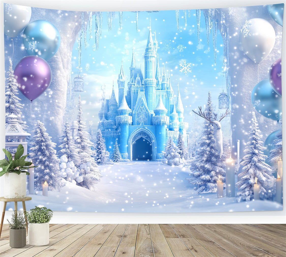Fond Winter Wonderland Palais gelé Lueur des bougies Fonds photo hivernaux LXX510-70