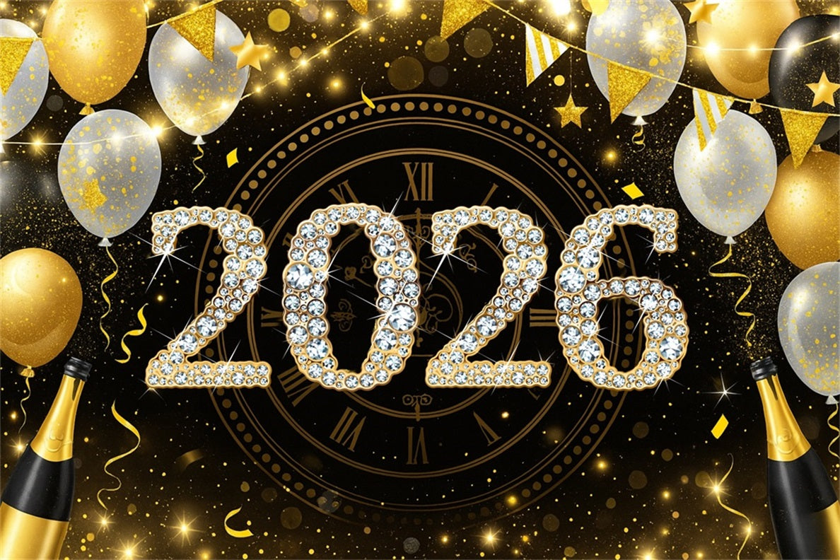 2026 Ballons de fond pour le Nouvel An Compte à rebours de minuit Fond pour le Nouvel An LXX510-8