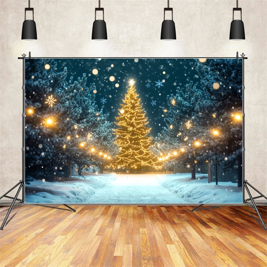 Fond hivernal féérique Chemin lumineux d'arbres de Noël Fonds hivernaux LXX510-81