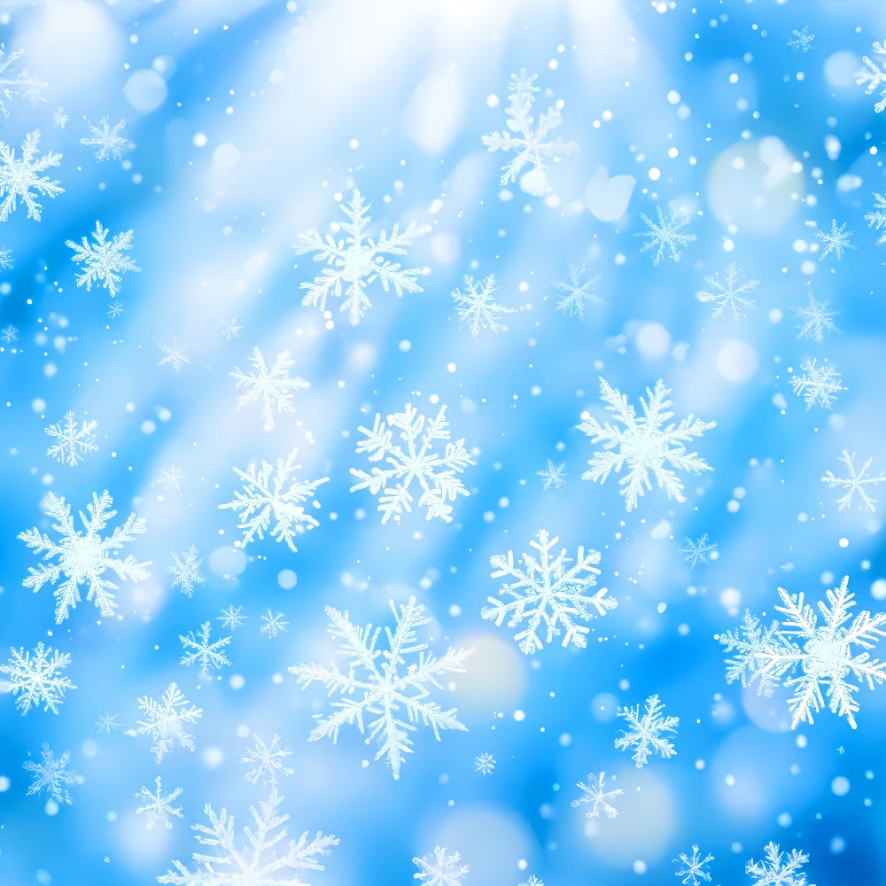 Fond flocons de neige Flocons de neige bleus cristallins Fonds photographiques hivernaux LXX510-91
