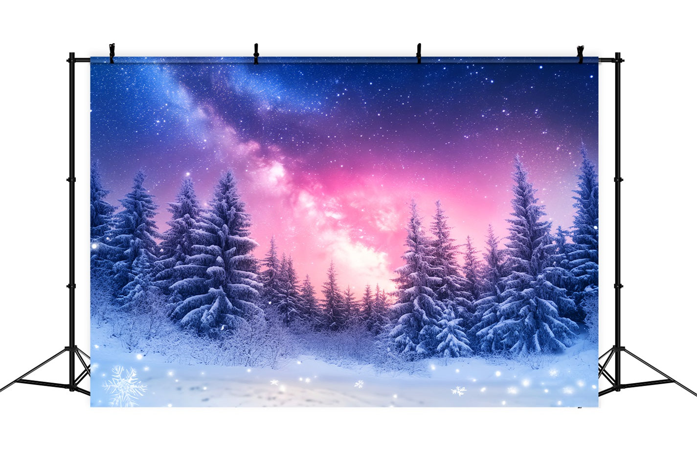 Fond ciel hivernal Forêt enneigée et pins lumineux Fonds photographiques hivernaux LXX510-96