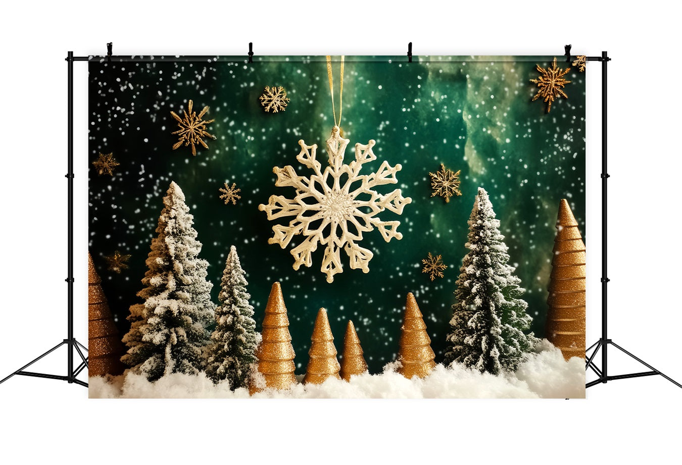 Fond flocons de neige Forêt dorée et flocons de neige Fonds hivernaux magiques LXX510-98