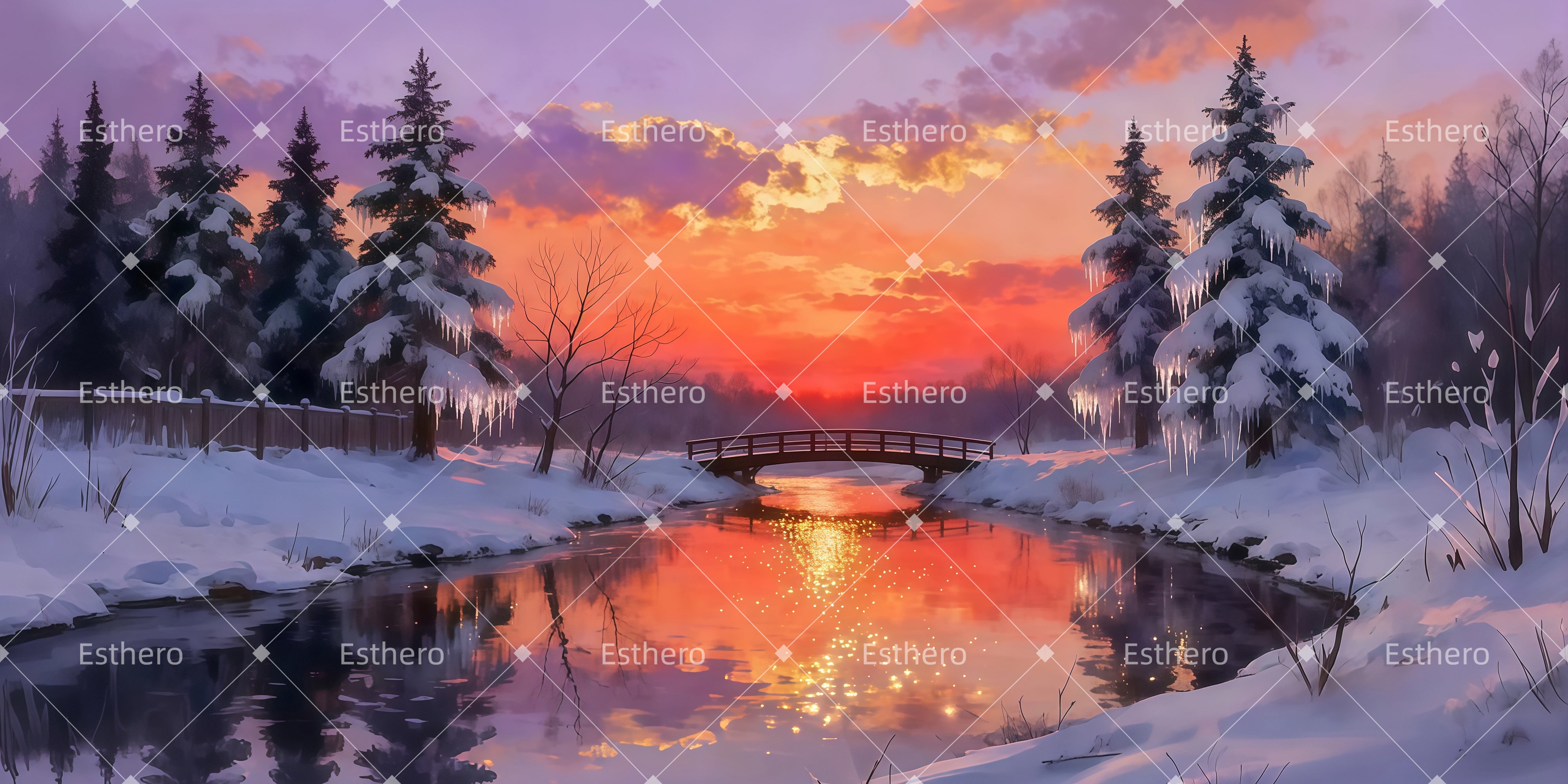 Fond de Scene Vue glacée au crépuscule LXX511-T136