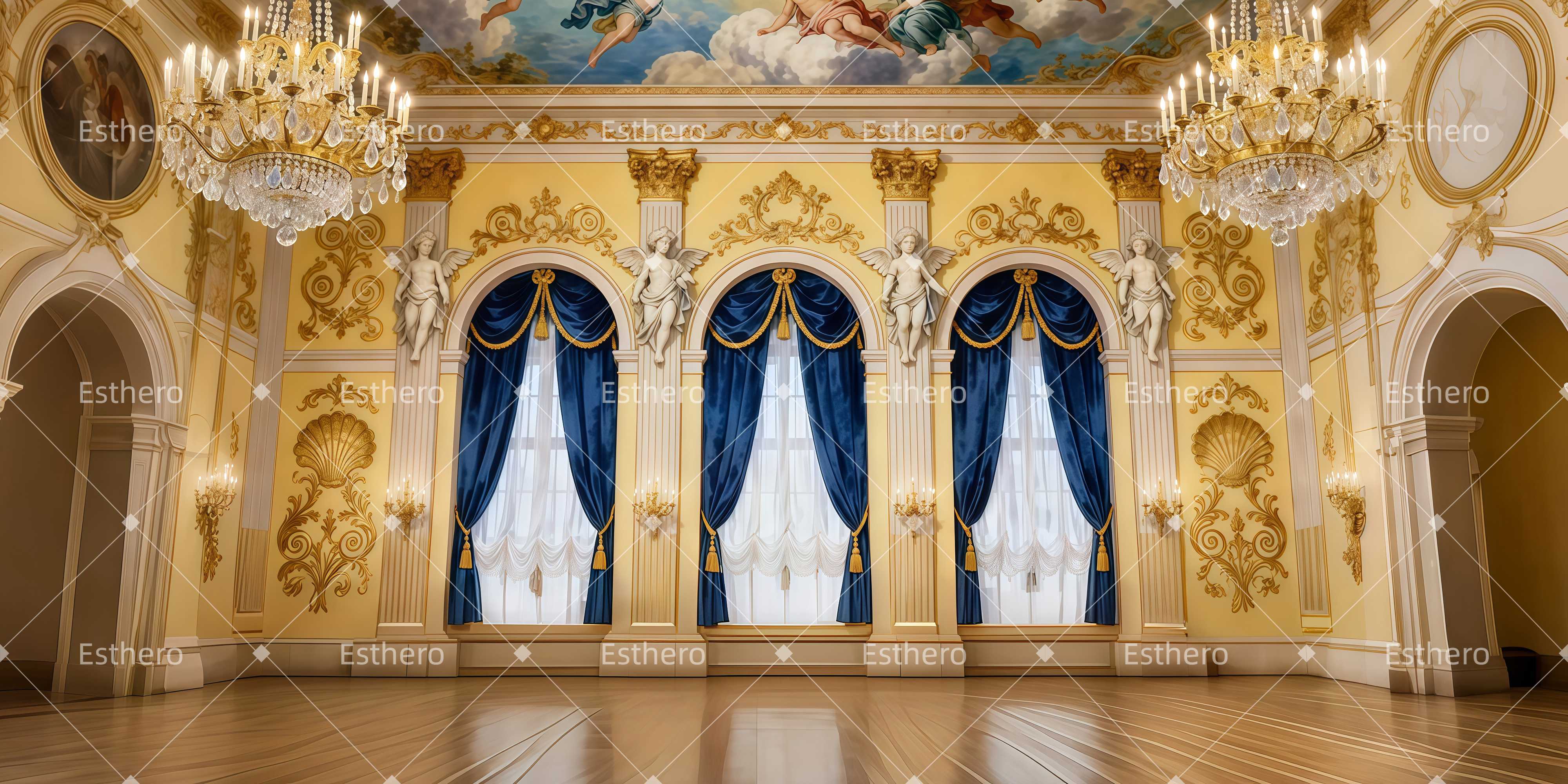 Toile de fond de Scene Chambre Or Baroque LXX511-T88