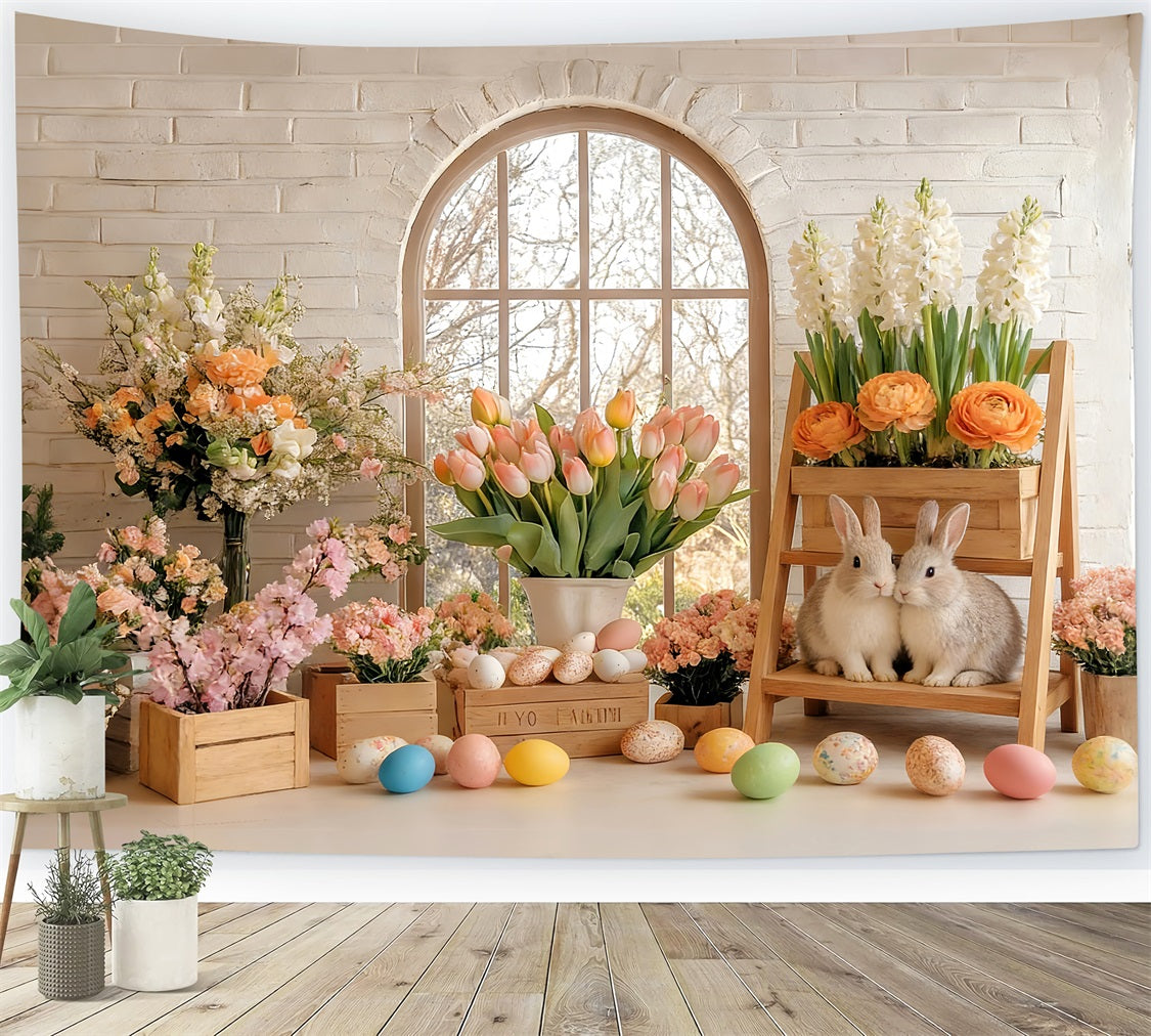 Fond tulipes Lapin printanier ensoleillé Fleurs Studio Fond Peter Rabbit LXX512-113