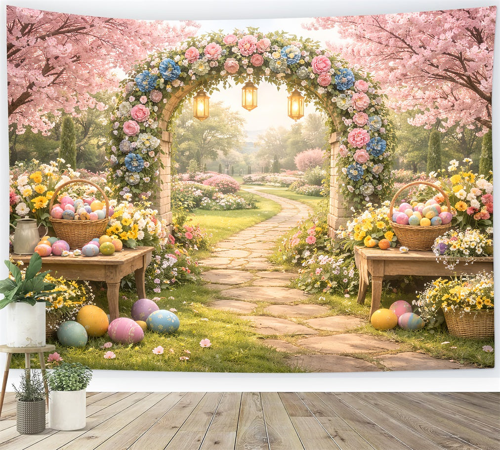 Fond floral de Pâques Jardin fleuri Arche aux œufs Idées de fonds pour Pâques LXX512-119