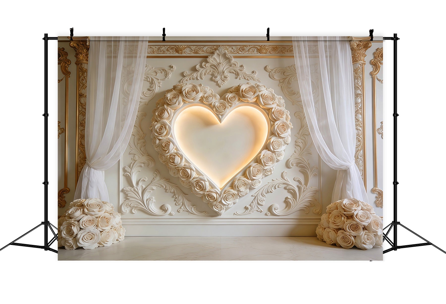 Toile de fond cœur Mur cœur rose ivoire Salon Toile de fond Saint-Valentin LXX512-143