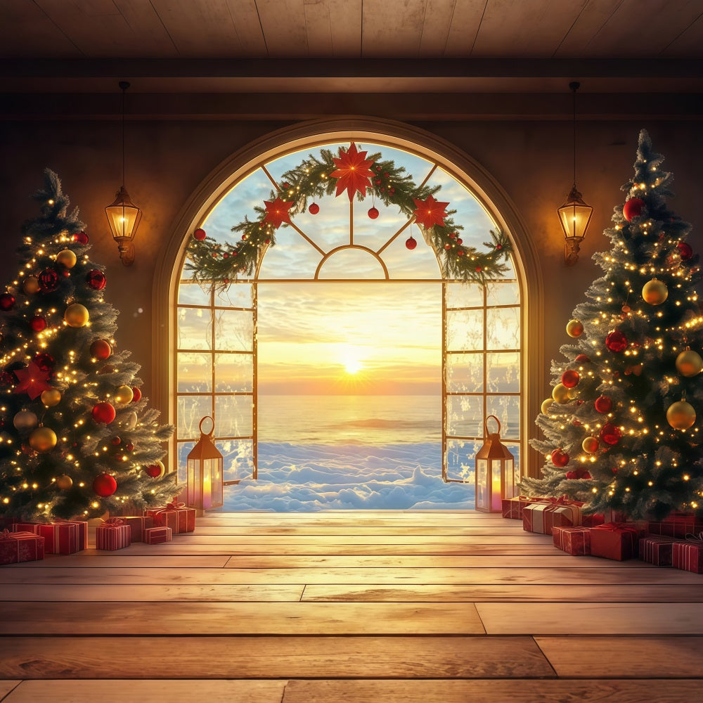 Fonds « Nouvel An » Lever de soleil festif de Noël Fond « Bonne année » LXX512-16