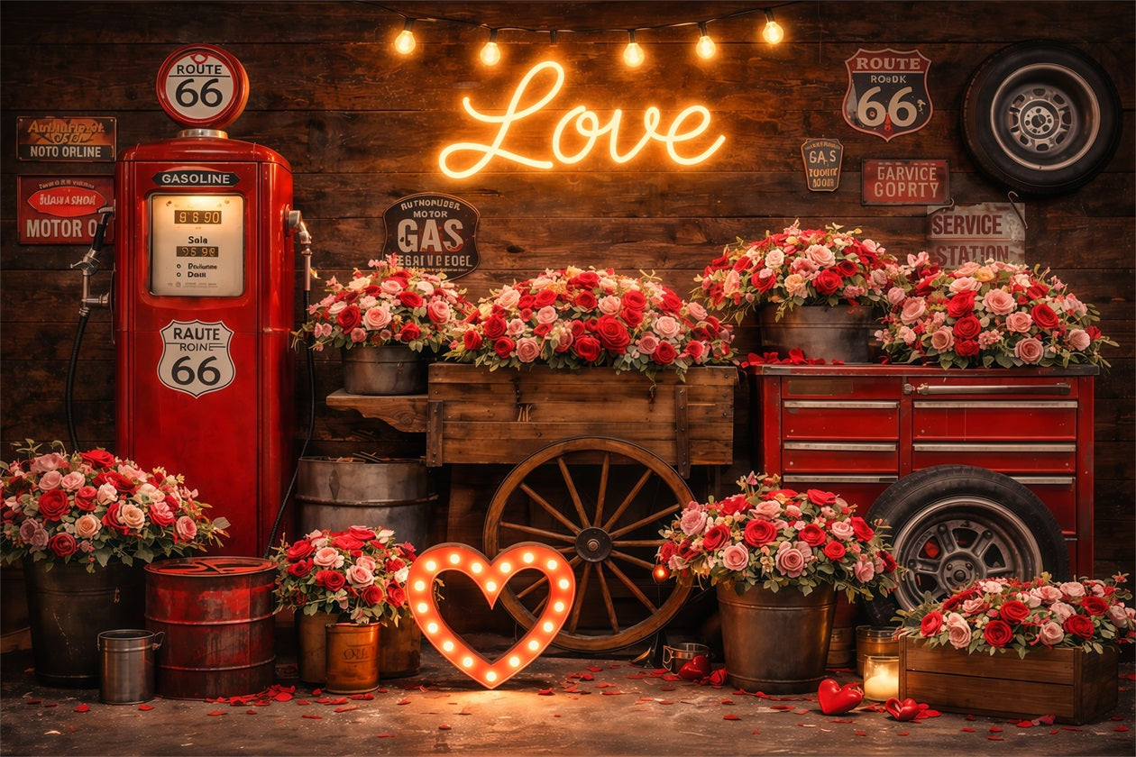 Fond photo pour la Saint-Valentin Garage vintage Roses Fonds d'amour LXX512-176
