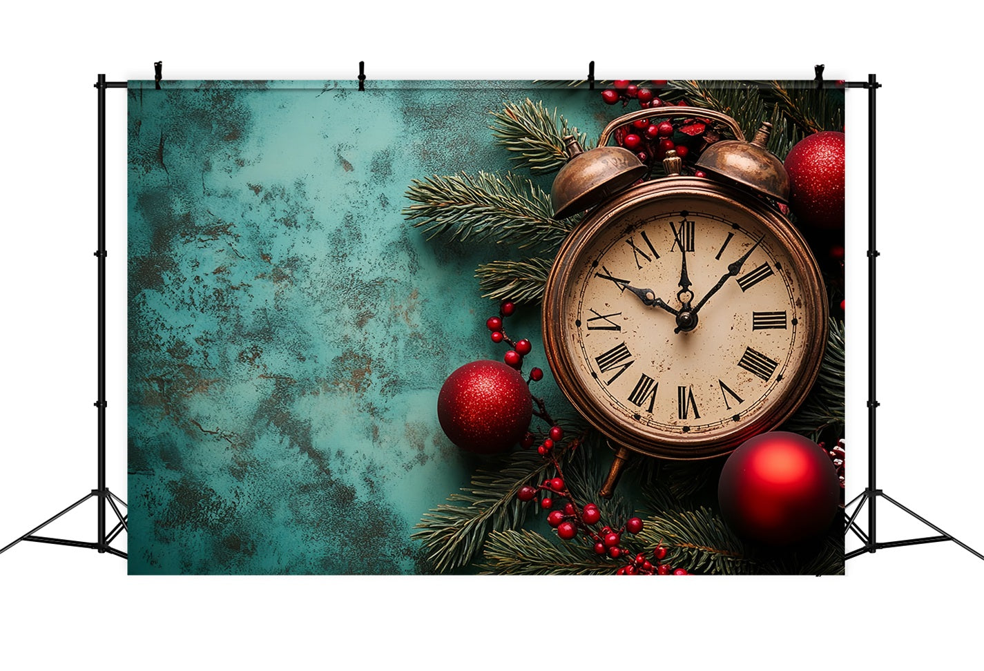 Fond pour le Nouvel An vintage compte à rebours accents festifs horloge fond photo LXX512-22