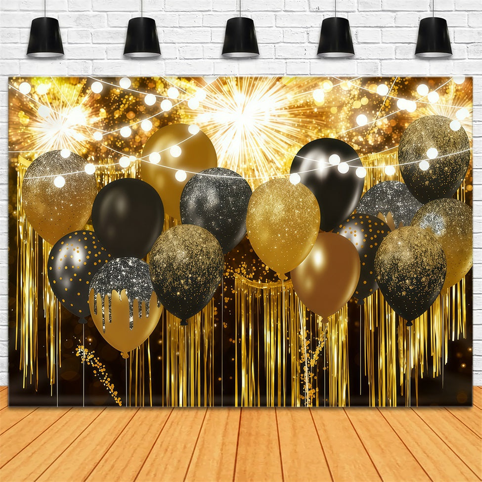 Fond pour le Nouvel An paillettes dorées scintillantes bokeh ballons du Nouvel An LXX512-5