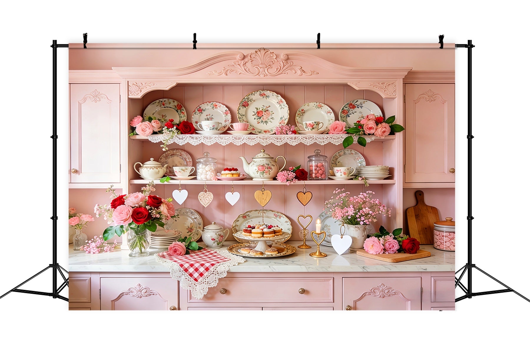 Fond rose pour la Saint-Valentin Armoire à thé vintage Fond romantique LXX512-55