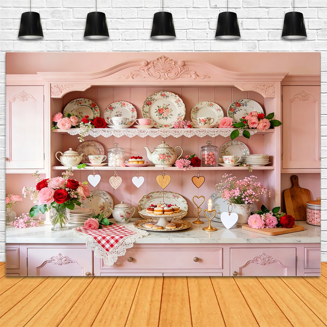 Fond rose pour la Saint-Valentin Armoire à thé vintage Fond romantique LXX512-55