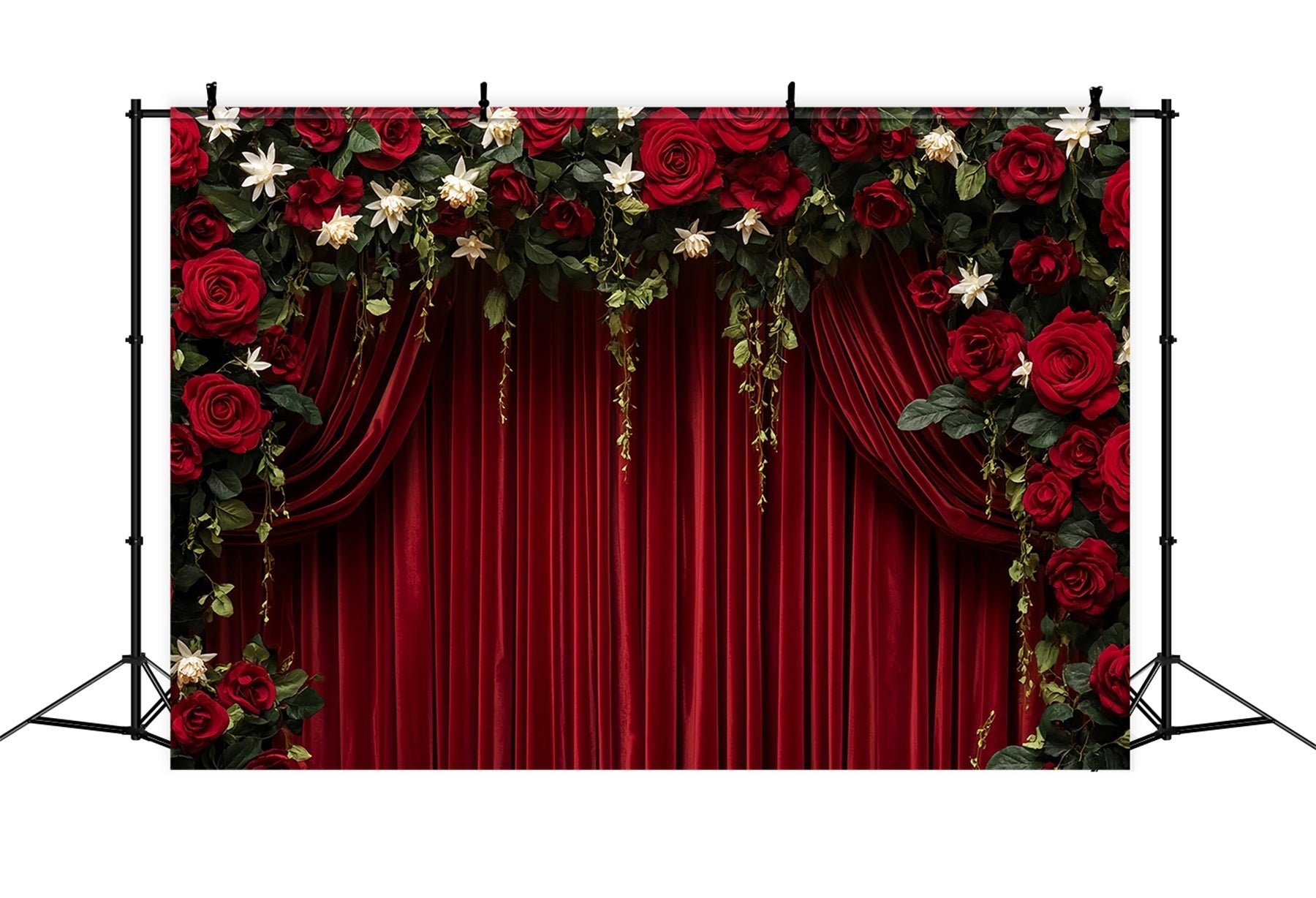 Fond roses rouges Rideau de velours cramoisi Fond élégant pour la Saint-Valentin LXX512-56