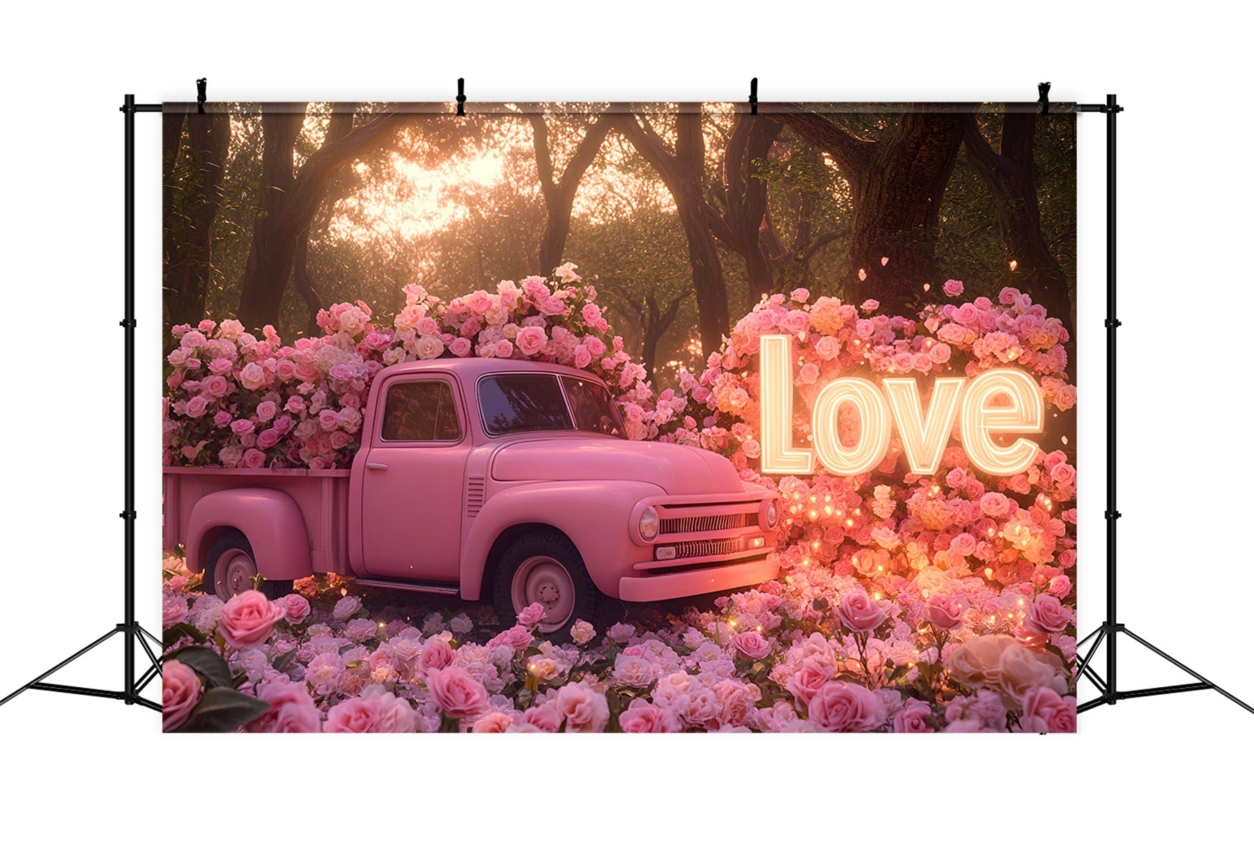 Fond rose pour la Saint-Valentin Rose Vintage Camion de l'amour Fond romantique LXX512-79