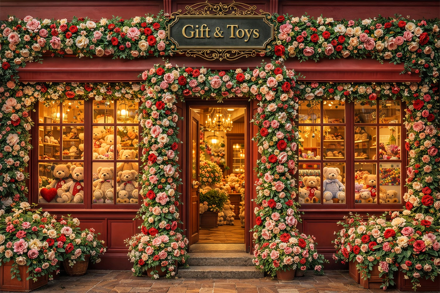 Fond ours en peluche pour la Saint-Valentin Fleurs Boutique de cadeaux Rose Fond romantique LXX12-81