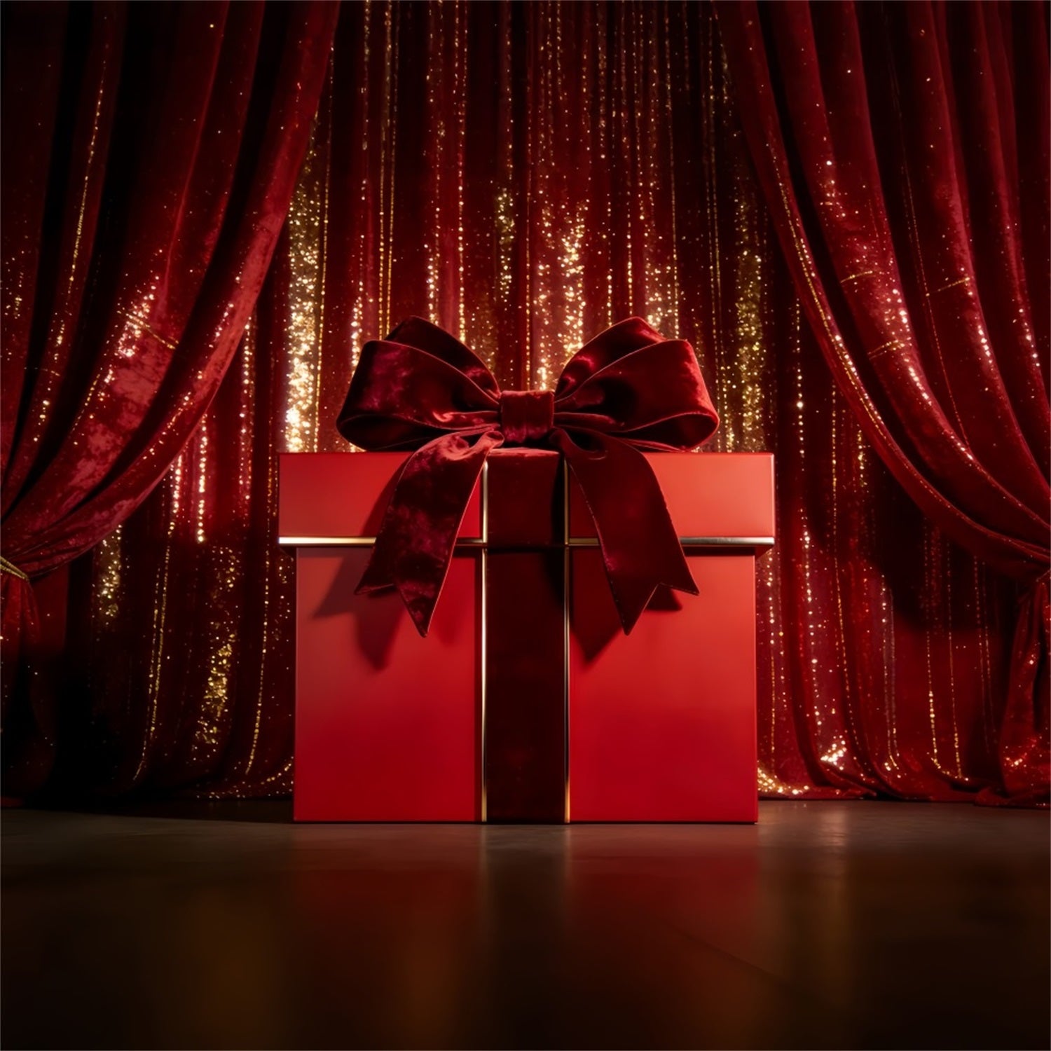 Fond Valentine boîte cadeau Rideau en velours Scène avec nœud Fond Valentine LXX512-88