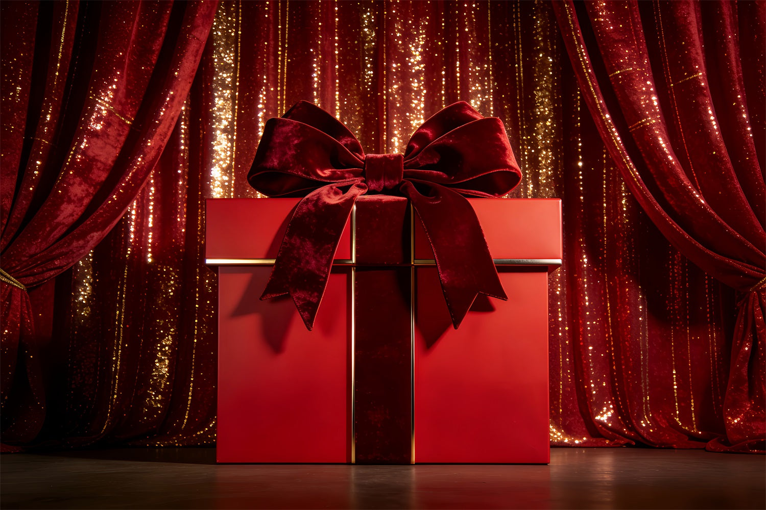 Fond Valentine boîte cadeau Rideau en velours Scène avec nœud Fond Valentine LXX512-88
