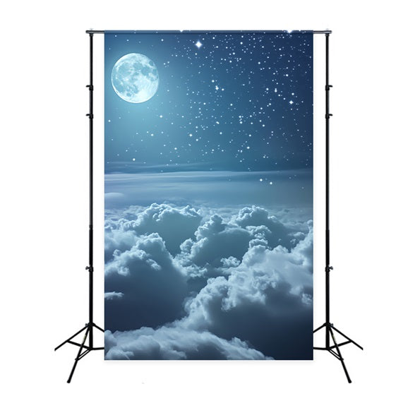 Toile de fond Photo Hiver Ciel Nuageux Étoilé au Clair de Lune LXX58-220