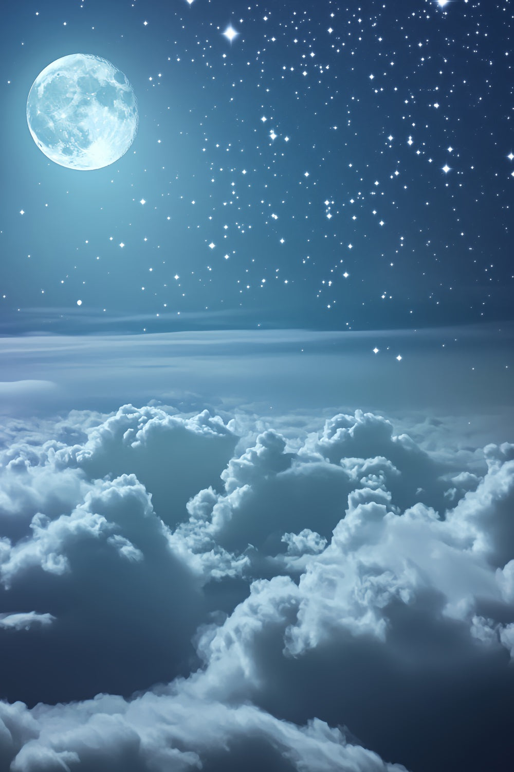Toile de fond Photo Hiver Ciel Nuageux Étoilé au Clair de Lune LXX58-220