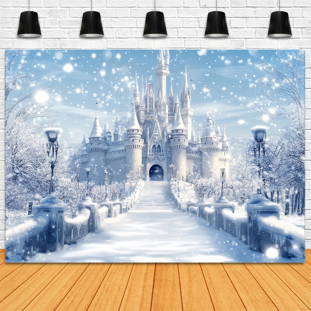 Toile de fond Hiver Château Givré Éclat Fantastique LXX58-225