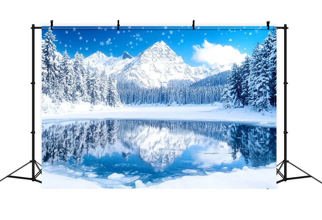 Toile de fond Hiver Lac de Cristal Reflet Alpin LXX58-227