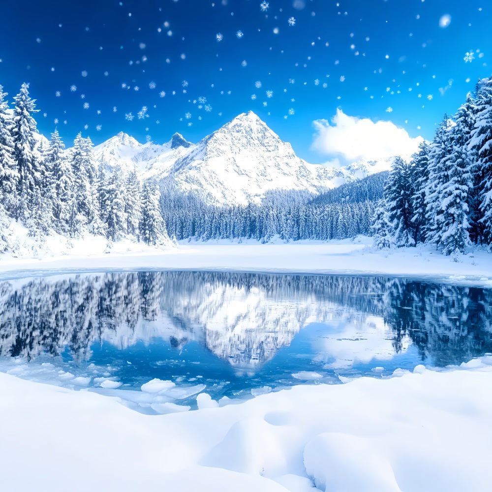 Toile de fond Hiver Lac de Cristal Reflet Alpin LXX58-227