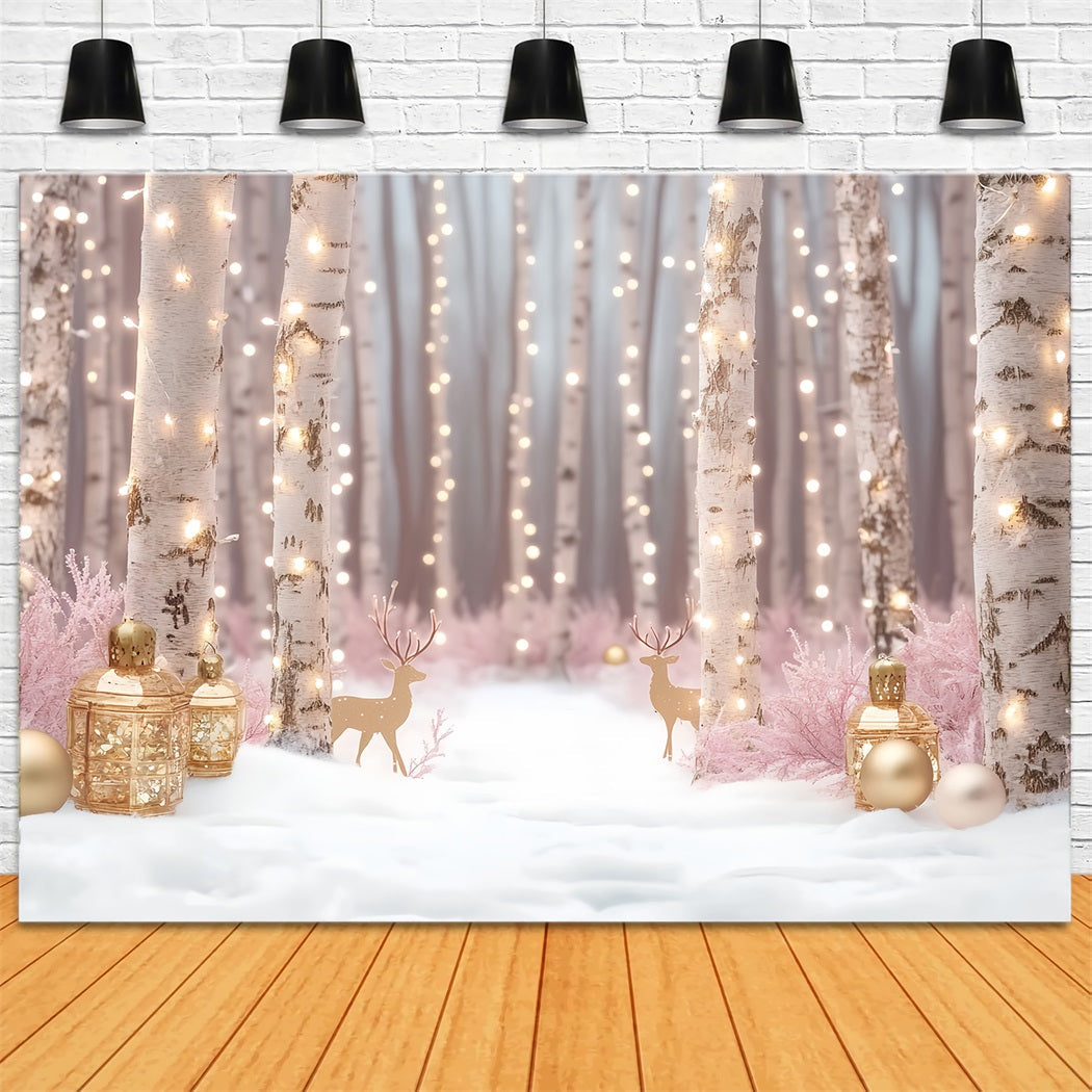Toile de fond Photo Hiver Forêt de Bouleaux Lumières Dorées LXX58-229
