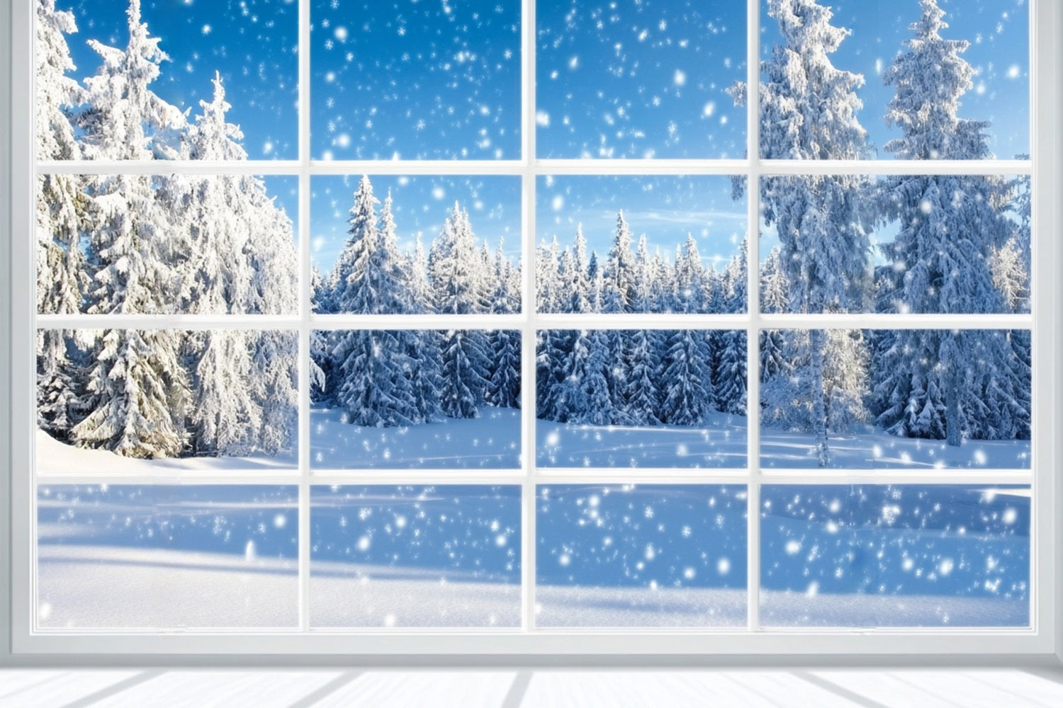 Toile de fond Hiver Forêt de Pins Chute de Neige LXX58-233