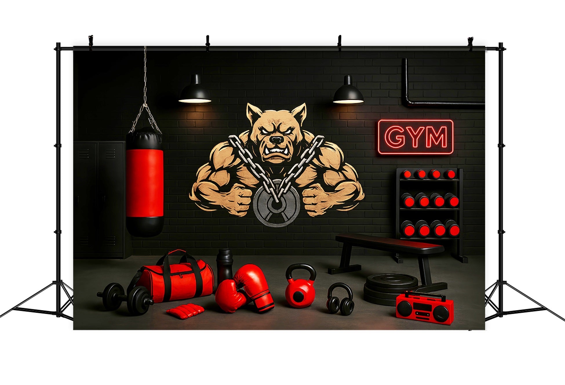 Toile de fond sportive Salle de boxe Bulldog Force Toiles de fond sportives LXX59-300