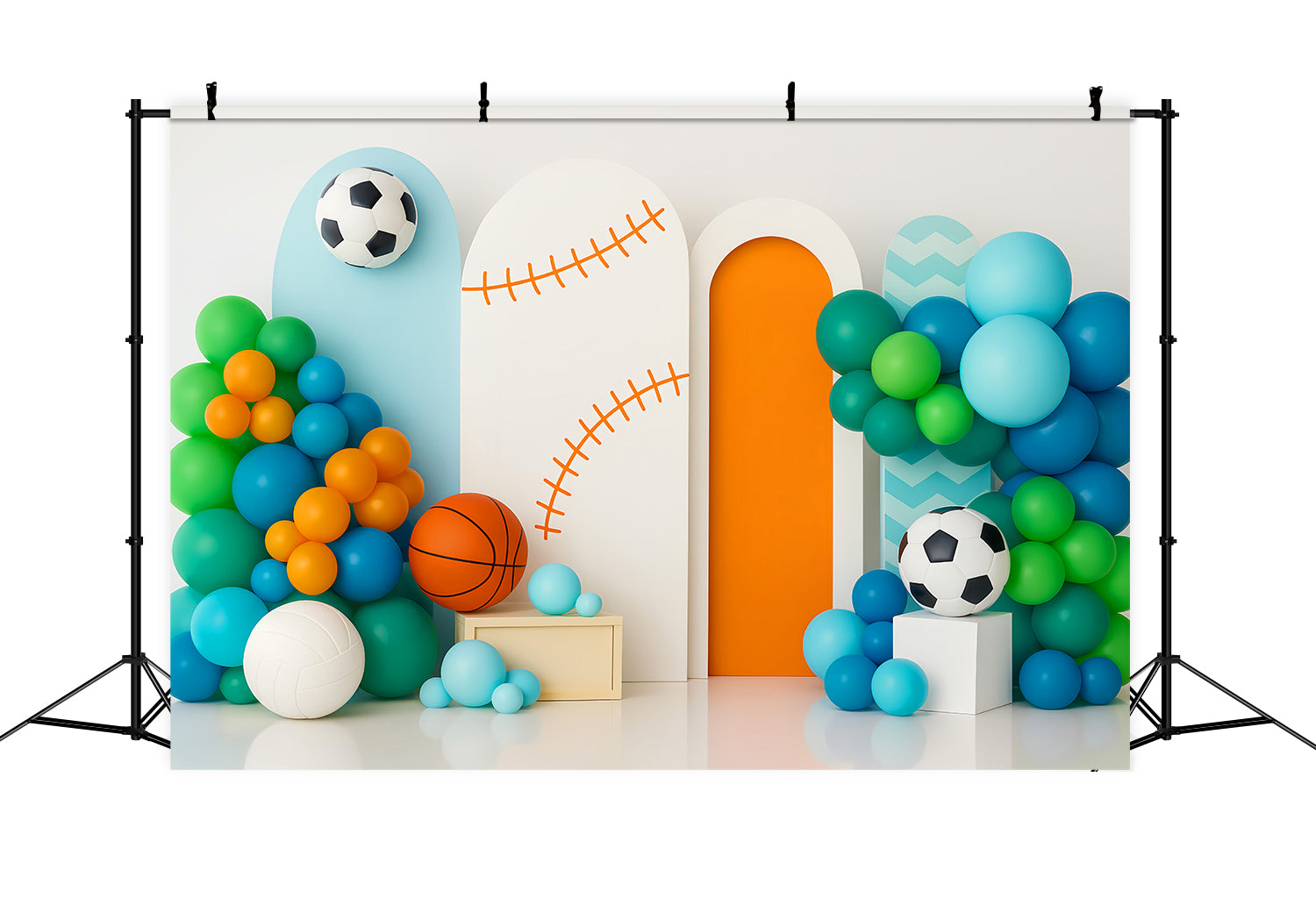 Fond sportif Ballons colorés Mélange sportif Fonds sportifs pour la photographie LXX59-302