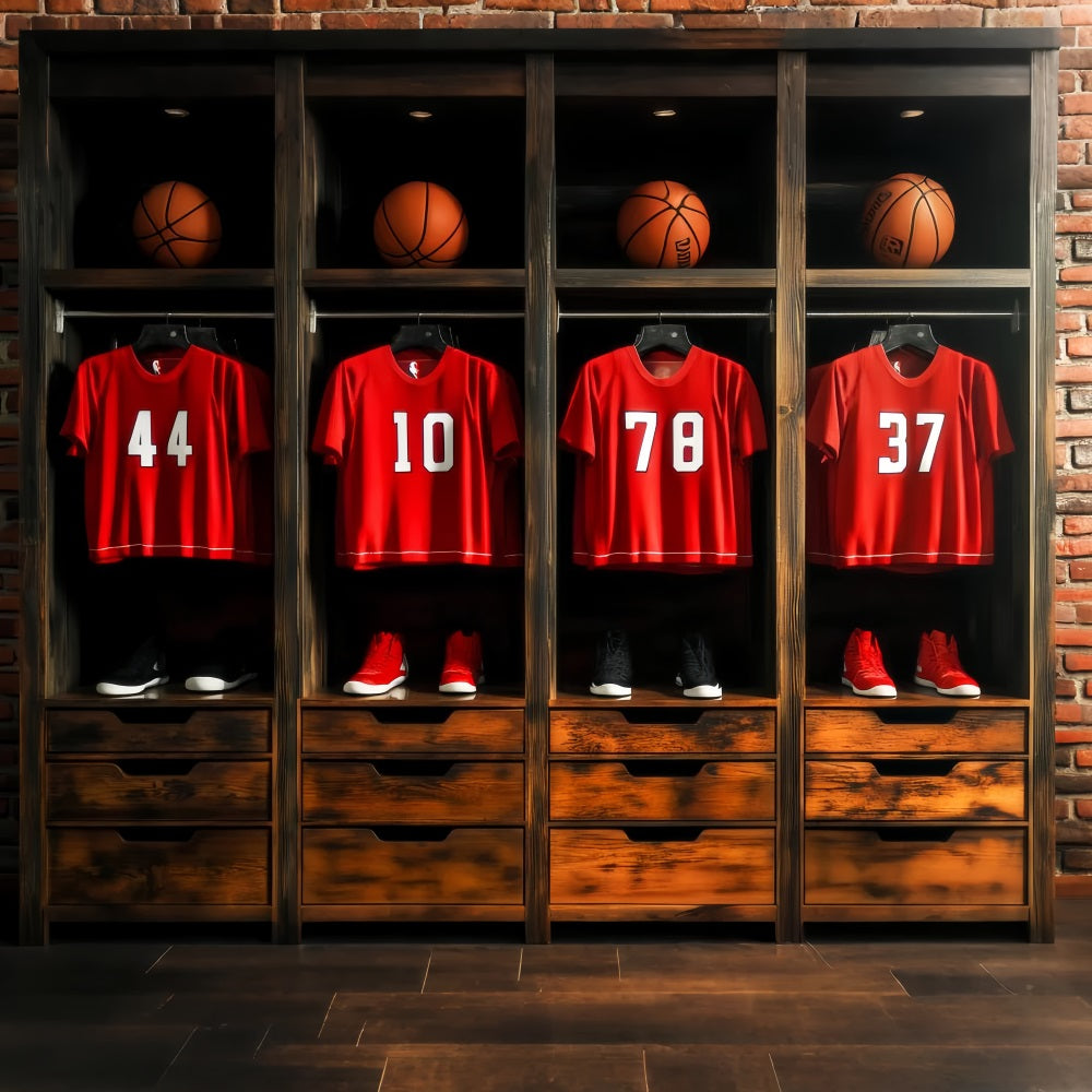 Fond sportif Maillot rouge Casier de basket-ball Fond photo basket-ball LXX59-310