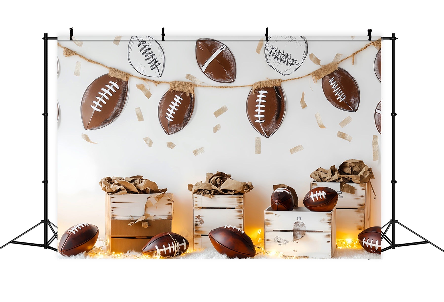 Toile de fond sportive Football Guirlandes Boîtes Décoration Toile de fond football LXX59-317